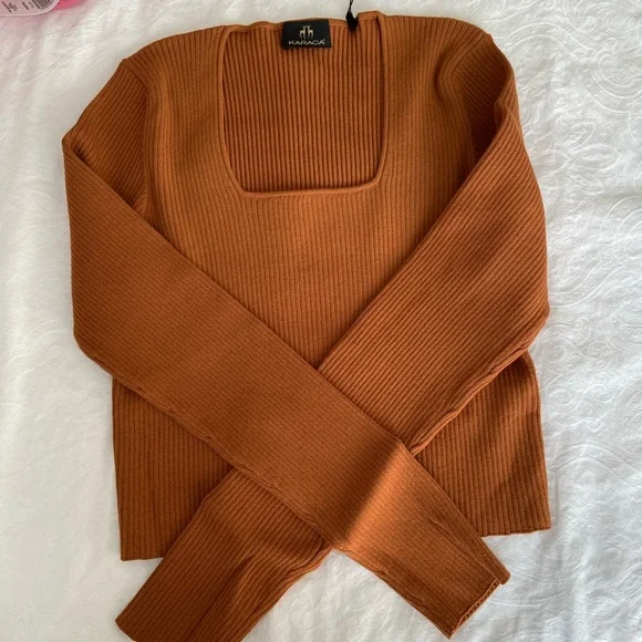Cinnamon/pumpkin knit square neck - Picture 2 of 3